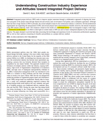 Understanding Construction Industry Experience and Attitudes Toward Integrated Project Delivery (disponible en anglais seulement)